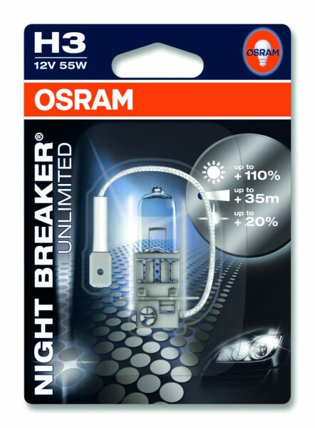 Osram NIGHT BREAKER® UNLIMITED  H3, Halogen 12V, Einzelblister - 64151NBU-01B