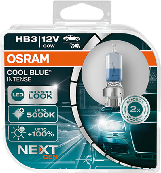 Osram COOL BLUE® INTENSE HB3 NextGeneration 5000K +100%, Halogen 12V, DUOBOX - 9005CBN-HCB