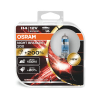 Osram NIGHT BREAKER® 200 H4 + 200%, Halogen 12V, DUOBOX - 64193NB200-HCB