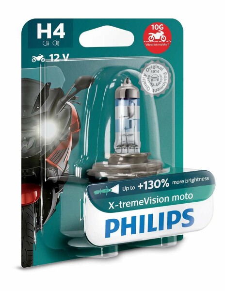 H4 12V 60/55W P43t X-treme Vision 130% Moto 1st. Blister Philips