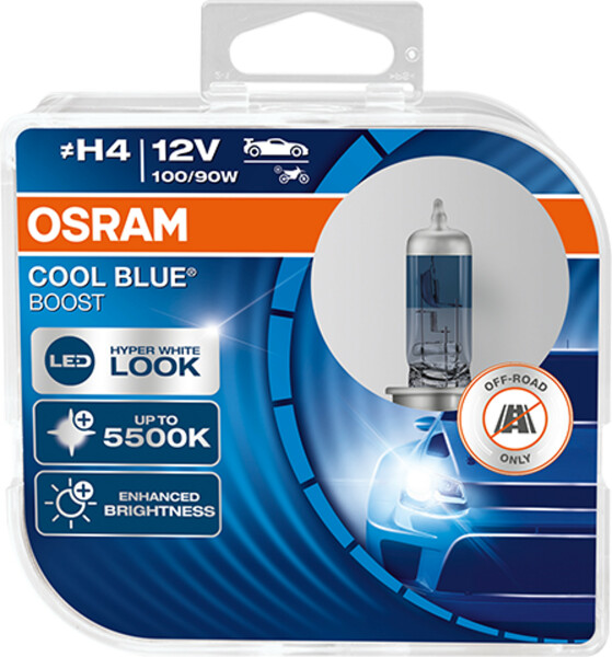 H4 12V 100/90W P43t COOL BLUE BOOST 5500K 2St - OSRAM (NO ECE)