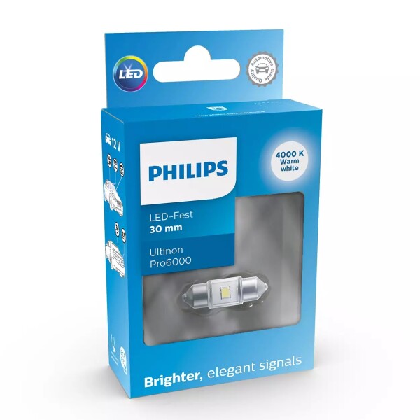 LED Festoon 30mm 12V 1W Ultinon Pro6000 SI 4000K NOECE 1St. Philips