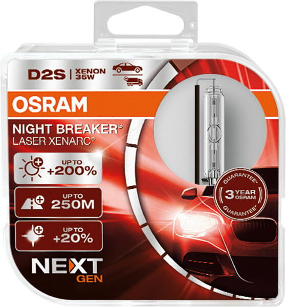 D2S 12/24V XENARC® NIGHT BREAKER® LASER +220% 3 Jahre Garantie* 2 St. OSRAM