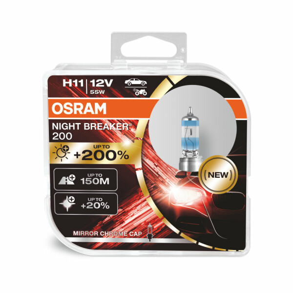 H11 12V 55W PGJ19-2 NIGHT BREAKER®200 +200% 2 St. OSRAM