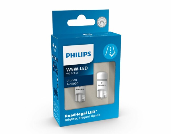 LED W5W 12V 0,9W Ultinon Pro6000 mit Straßenzulassung 6000K 2 St. Philips