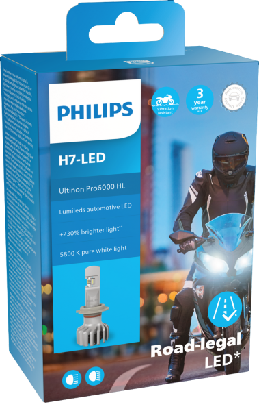 H7 12V 20W PX26d Ultinon Pro6000 LED 5800K Moto mit Straßenzulassung 1St. Philips