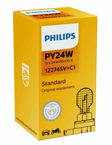 PHILIPS 12274SV+C1 - PY24WSV+ 12V 24W PGU20/4 SilverVision Plus 1 Stk.