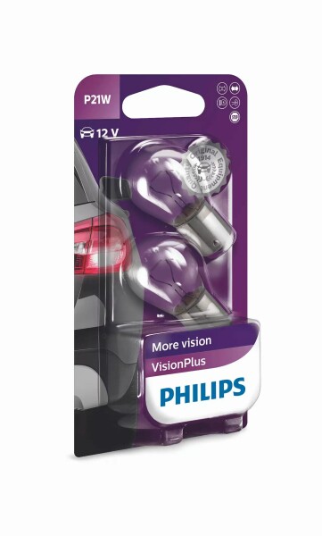 PHILIPS 12498VPB2 - P21W 12V 21W BA15s VisionPlus + 60% Blister 2 Stk.