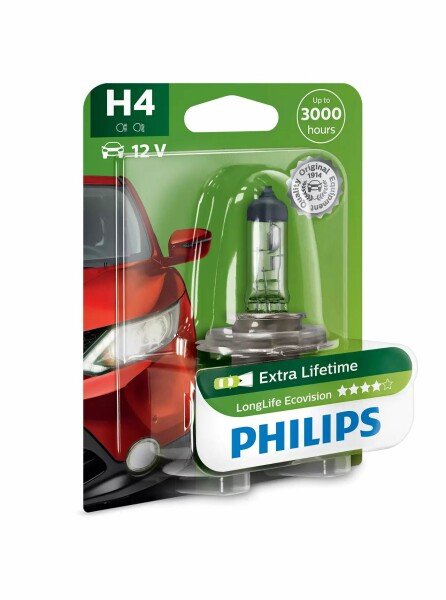 PHILIPS 12342LLECOB1 - H4 12V 60/55W P43t LongLife EcoVision 1 Stk. Blister