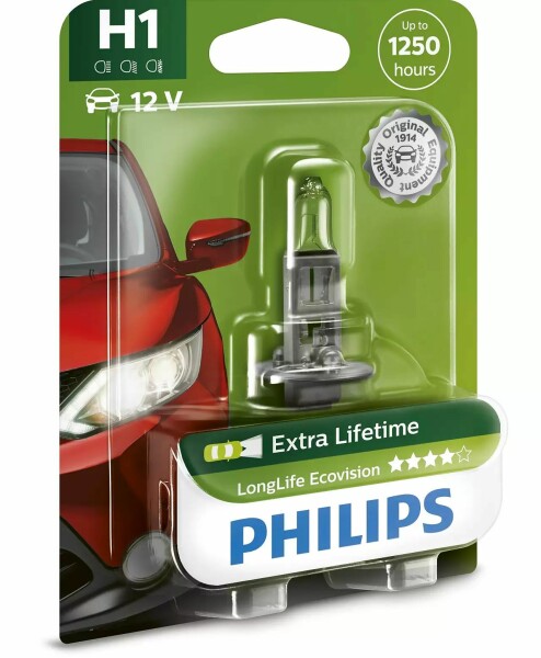 PHILIPS 12258LLECOB1 - H1 12V 55W P14.5s LongLife EcoVision 1 Stk. Blister