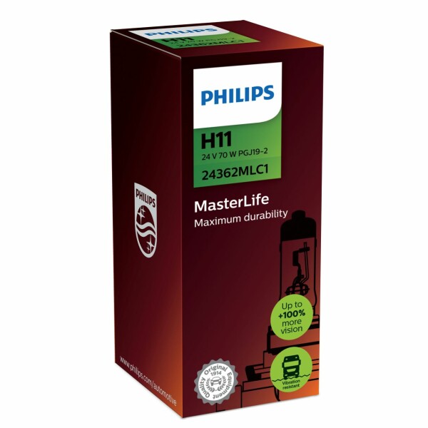 PHILIPS 24362MLC1 - H11 24V 70W PGj19-2 MasterLife C1 1Stk.