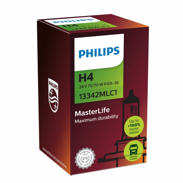 PHILIPS 13342MLC1 - H4 24V 75/70W P43t-38 MasterLife max durability & 4x lifetime 1 Stk.