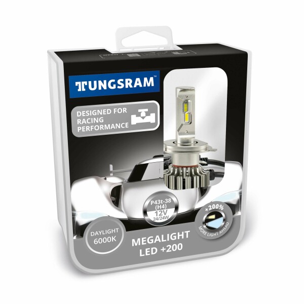 Tungsram 93115173 - H4 -LED (P43t) 6000K 24/24W Megalight LED +200 NO ECE 2 Stk. NOECE