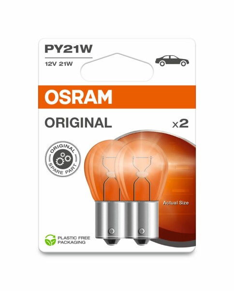 OSRAM 7507-2BL - PY21W 12V 21W BAU15s (gelb) Blister 2Stk.