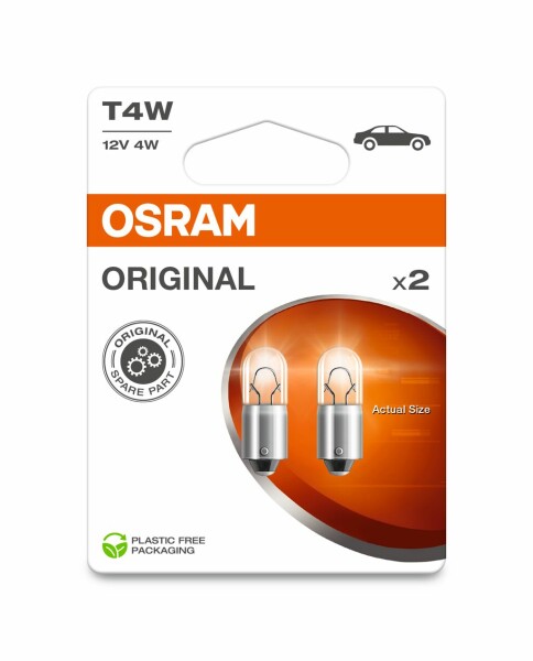 OSRAM 3893-2BL - T4W 12V 4W BA9s 2Stk. Blister