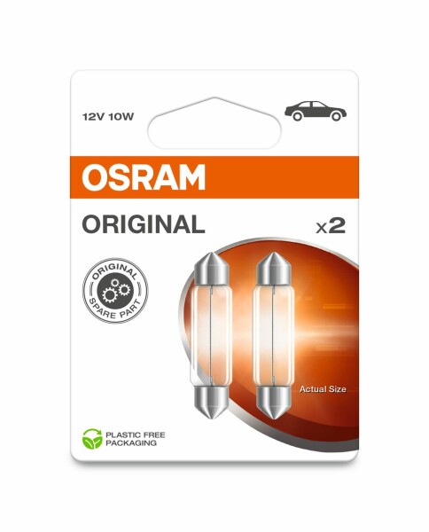 OSRAM 6411-2BL - 10W 12V SV8.5 43mm Soffitte Lang 2Stk. Blister