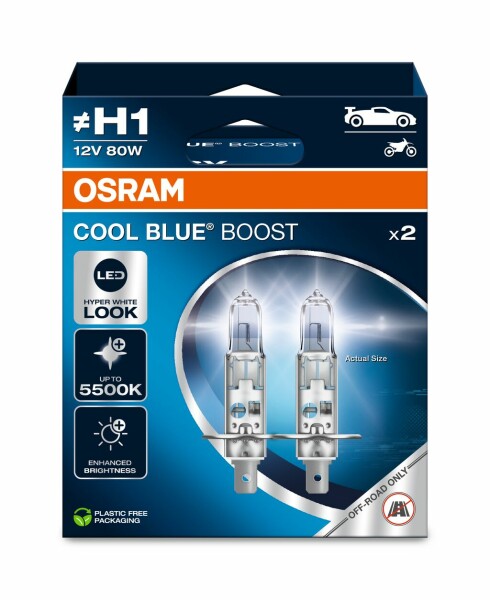 OSRAM 62150CBB-2HB - H1 12V 80W P14.5s COOL BLUE BOOST 5500K 2Stk. - (NO ECE)