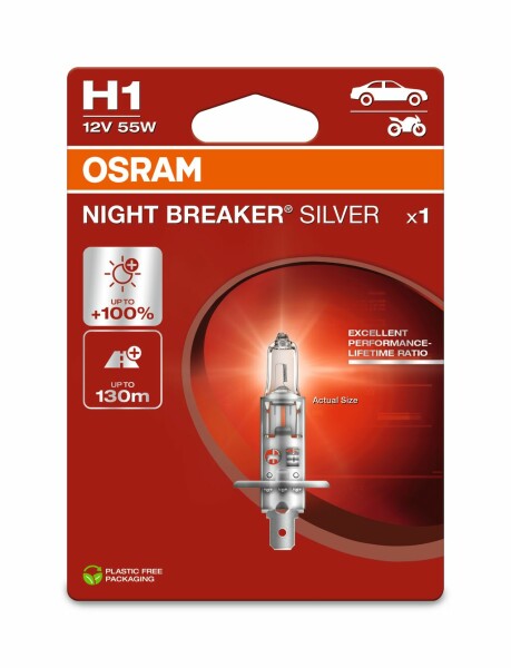 OSRAM 64150NBS-1BL - H1 12V 55W P14.5s NIGHT BREAKER® SILVER +100% 1 Stk.