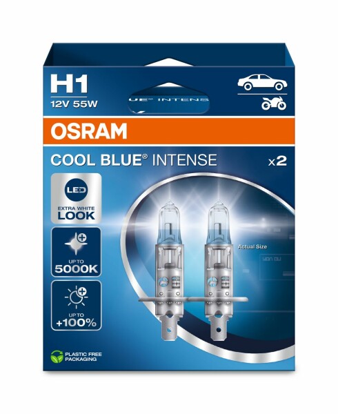 OSRAM 64150CBN-2HB - H1 12V 55W P14.5s Cool Blue INTENSE NextGen. 5000K +100% Duo 2Stk.