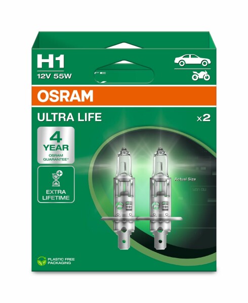 OSRAM 64150ULT-2HB - H1 12V 55W P14.5s ULTRA LIFE 4 Jahre Garantie 2Stk.