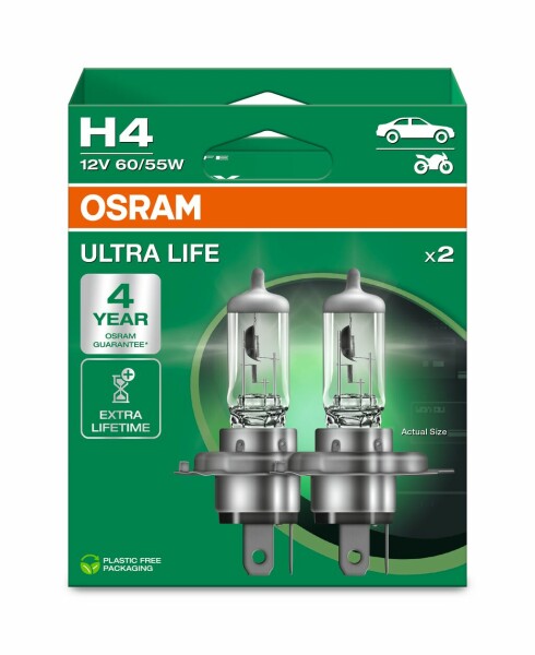 OSRAM 64193ULT-2HB - H4 12V 60/55W P43t ULTRA LIFE 4 Jahre Garantie 2Stk.