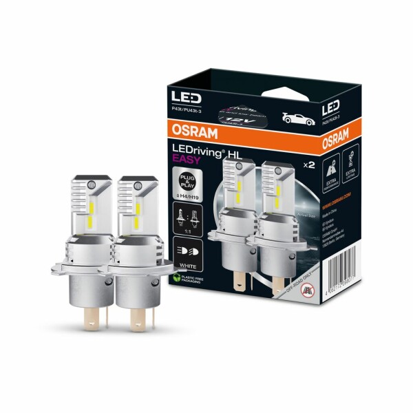 OSRAM 64193DWESY-2HB - LEDriving® HL EASY H4/H19 12V 18.7W/19W P43t/PU43t-3 6500K White 2Stk.