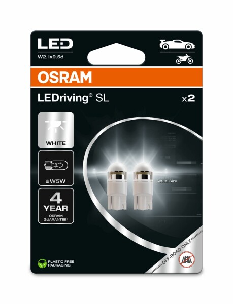 OSRAM 2825DWP-2BL - LED W5W 12V 1W W2.1x9.5d LEDriving SL White 6000K Blister 2 Stk.