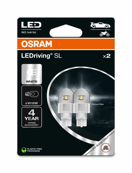 OSRAM 921DWP-2BL - W16W 12V 2W (16W) W2.1x9.5d LedRiving Cool White 6000K 2Stk. Blister